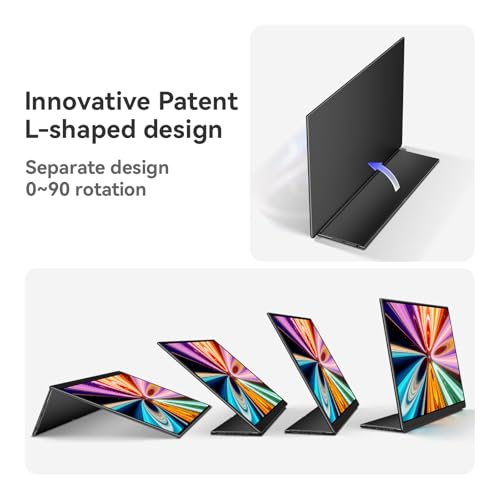 Image of EHOMEWEI Q5 16 inch 2.5K 120Hz Portable Monitor, QLED 100% DCI-P3 Hummingbird Anti-Glare Screen, Ultra-Slim Aluminum, Mac-Compatible for MacBook Pro /Air, iPad, Laptop, Windows Desktop, Consoles