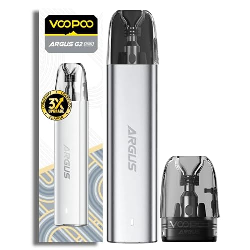 Voopoo Argus Kit G2 Mini Vape Kit - 1200mAh Battery Full Compatibility with Argus Pods Type-C Charging Ultra-High Power Output 2ml Cartridge No Nicotine (Starry Silver)