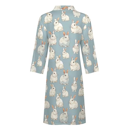 Cute Fat Rabbits Funny Men's Robe Soft Lightweight Bathrobe Long-sleeve Spa Robes 5