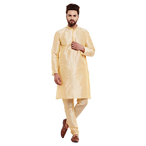 Image of SOJANYA (Since 1958 Men's Royal Blue Dupion Silk Kurta & Churidaar Pyjama