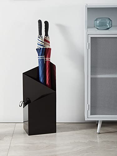 Porte-parapluie décoratif en métal noir robuste à double compartiment