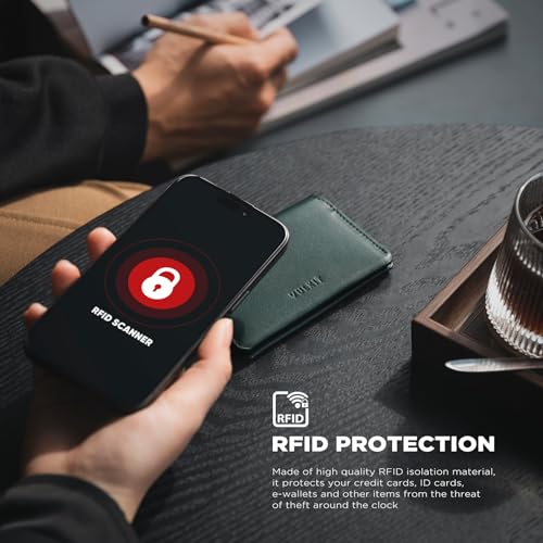 Image of VULKIT Slim Minimalist Card Holder RFID Blocking Leather Credit Card Holder Front Pocket Wallet Magnetic Closure