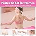 Smloplom Home Pilates Kit for Women,15 pcs Pilates Equipment with Pilates Ring and Ball, 5-Level High Elastic Resistance Bands, Yoga Bands, Skipping Rope, Essentials Accessories Workout Set, Pink