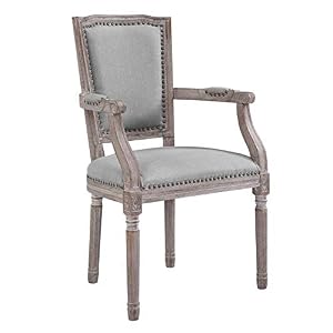 Country Farm Dining Kitchen Side Chair, Set of Two, Fabric Wood Copper Nail Rivet, Light Grey Gray Country Farm Dining Kitchen Side Chair Set of Two Fabric Wood Copper Nail Rivet Light Grey Gray