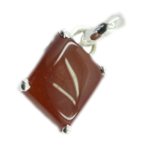 Pendentif en Argent et Onyx Rouge Véritable - Joaillerie Fine Forme Rectangle