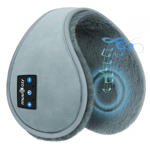 MUSICOZY Earmuffs Headphones,Bluetooth 5.4 Headband Headphones Faux Fur Earmuffs with Thin Speakers,Adjustable Winter Ear Warmers |Ear Muffs Foldable for Men Women Teens