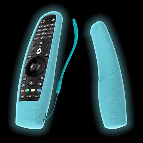 Silicone LG Magic Remote Cover Compatible with LG Magic AN-MR600/MR650/MR19BA/MR20GA LG TV Remote Cover Protective Skin Holder Washable Dirt-Proof Anti-Lost with Remote Loop(Glow in Dark Blue)
