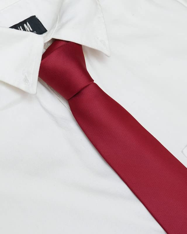 Axlon Tie for Men – Solid Silk Neck Ties Set with Cufflinks Flower Pin, Pocket Square & Black Gift Box, Combo Necktie Sets for Office Wear, Formal Suits & Weddings (Crimson Red, AXSOLID_6) - Image 5 thumbnail
