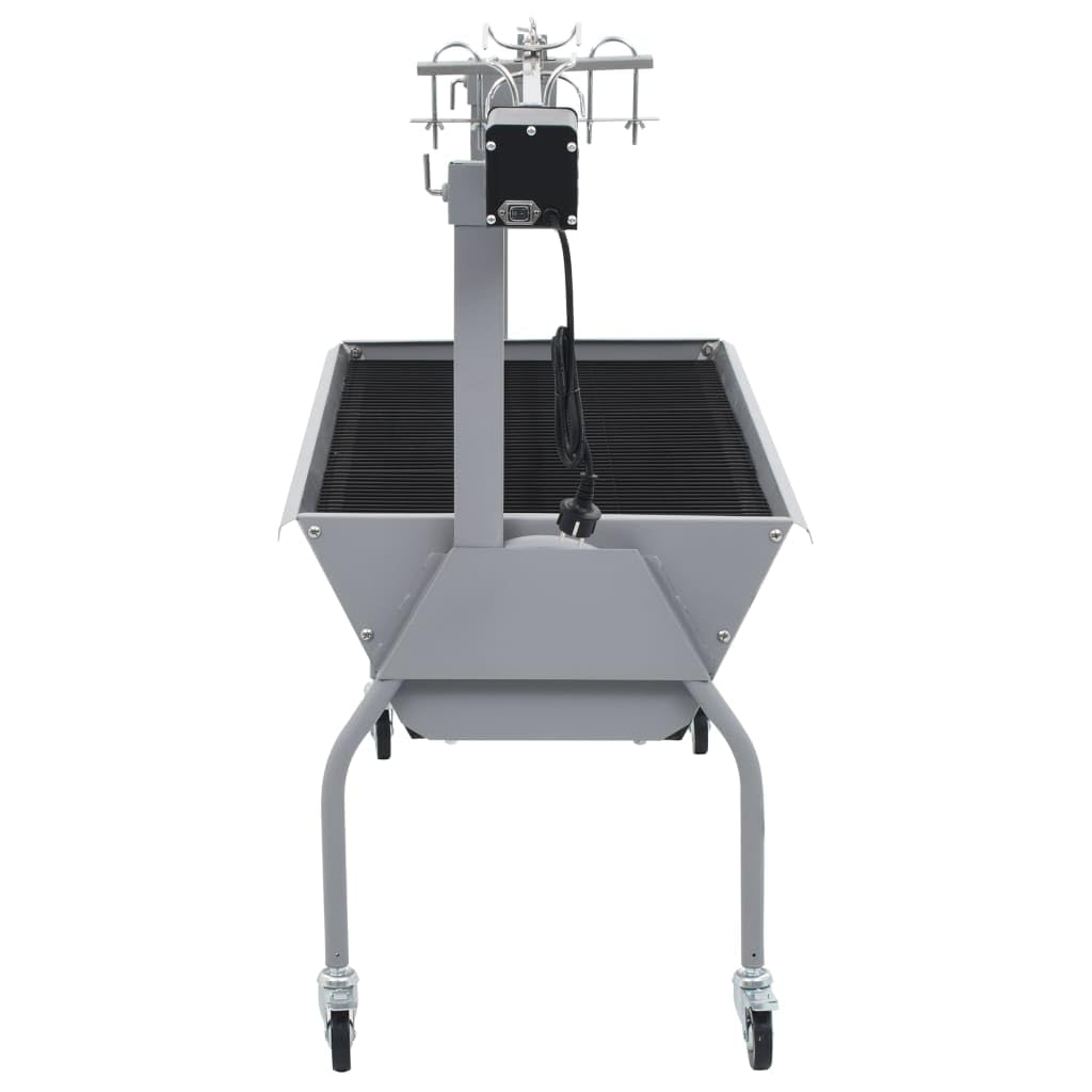 vidaXL Parrilla de Barbacoa con Asador Jardín Motor Eléctrico Plata BBQ Grill