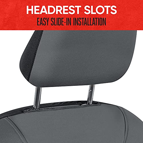 Image of Motor Trend AquaShield Waterproof Front Seat Covers, Solid Gray Seat Covers for Cars - Neoprene Front Car Seats Cover, SUV Seat Covers Protector - Car Interior Cover for Auto, Trucks, & Dog Owners