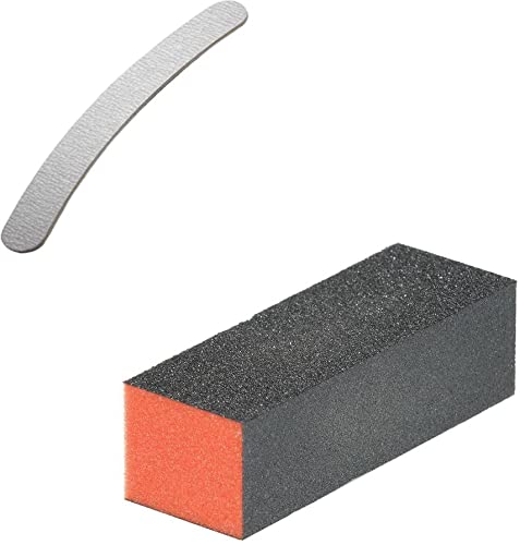 SHILLS PROFESSIONAL Orange Nail Art Buffer Block with Coarse Grit, Sanding File, and 1 Nail Filer