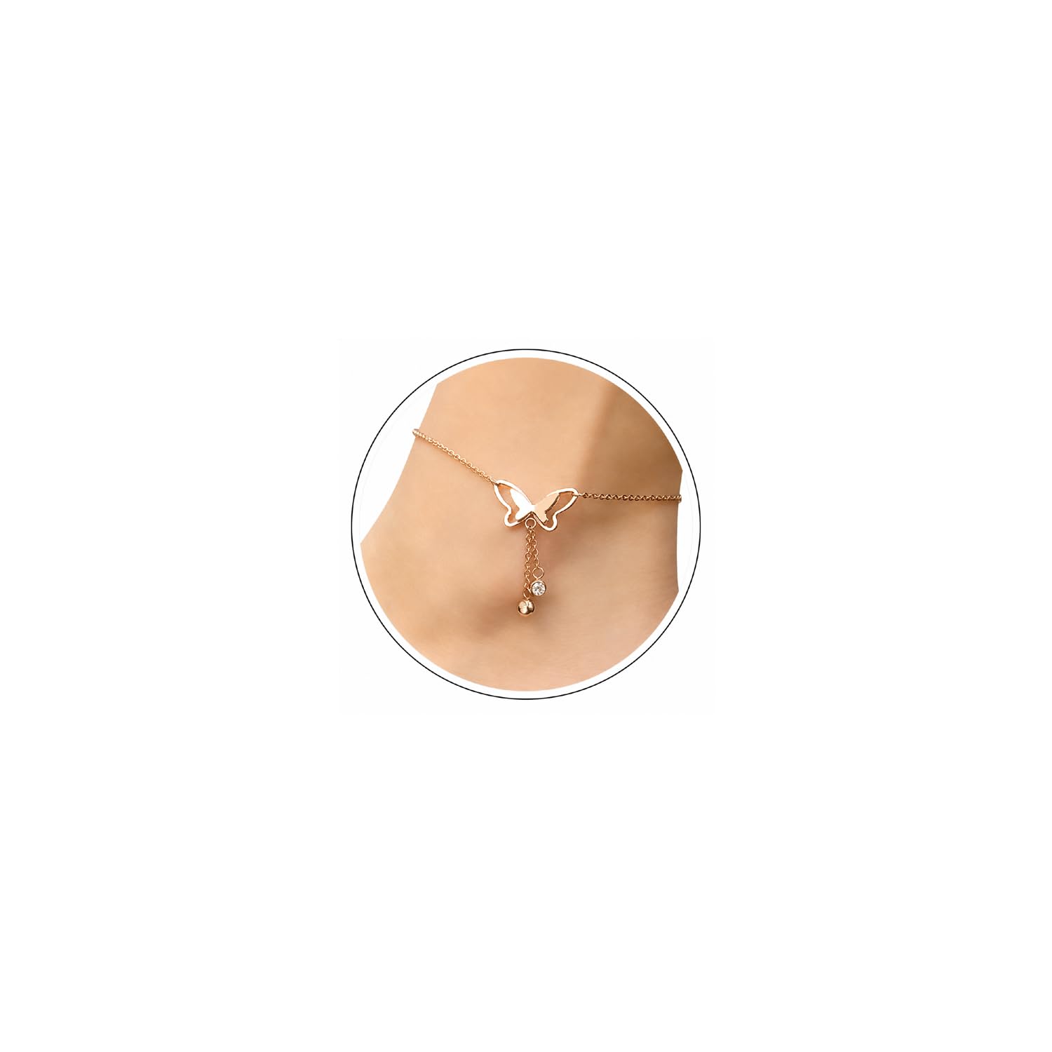 Italian Designer Rose Gold Plated Butterfly Anklet and Necklace for Women and Girls-image-37