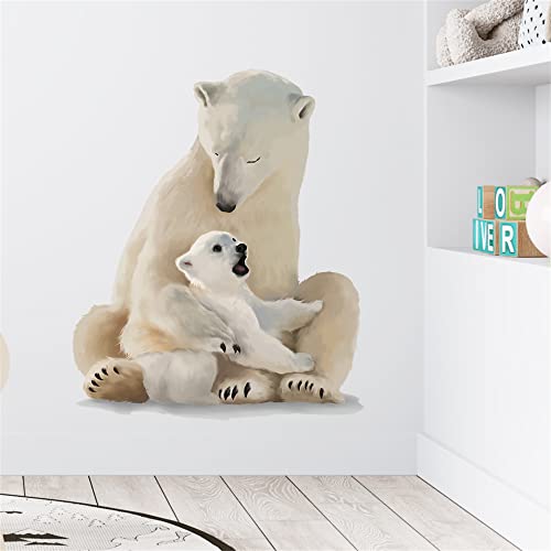 Vinilo Decorativo Oso Polar con su Cría para Pared miniatura 1