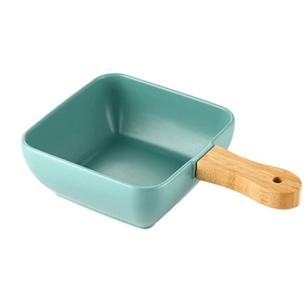 Ensaladeras Creativo mango de madera placa cerámica nórdica moderna cocina suministros de gran capacidad placa profunda fruta placa de ensalada Cuencos para Cocina (Color : C)