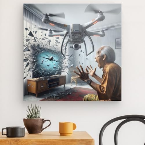 Toile murale drone 60 x 60 cm - Tableau de décoration d'intérieur
