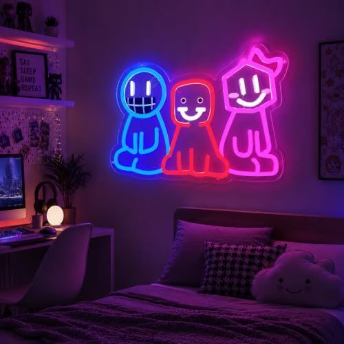 Image of Creepy Cute Came Neon Sign, Cute Cartoon Frosa LED Dimmable Wall Decor Light, Game Neon Light for Gaming Room, Bedroom & Party Background Decoration, USB Powered
