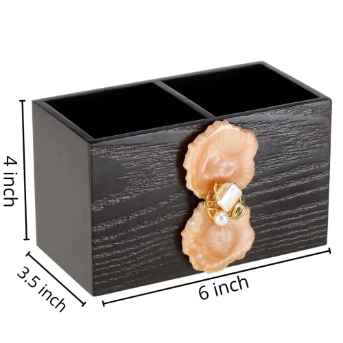Image of COCKTAIL Fancy Wooden MDF Spoon Holder, Cutlery Stand for Dining Table, Chammach Stand, Multifunctional organizer Stand for Kitchen, Tableware Storage Box, 2 Section, Brown (Peach-Agate)