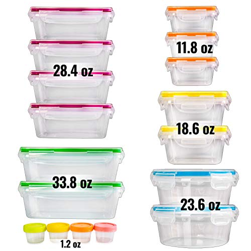 fullstar 34-Piece Plastic Food Storage Containers with Lids (17 Containers & 17 Lids) - Leakproof, BPA-Free, Meal Prep Containers, Reusable Lunch Storage Set for Kitchen Organization (Pack of 34)