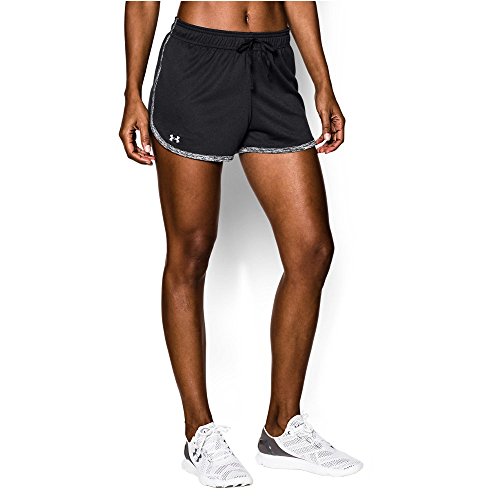 Under Armour Women's Tech Shorts, Black (001)/Metallic Silver, Small