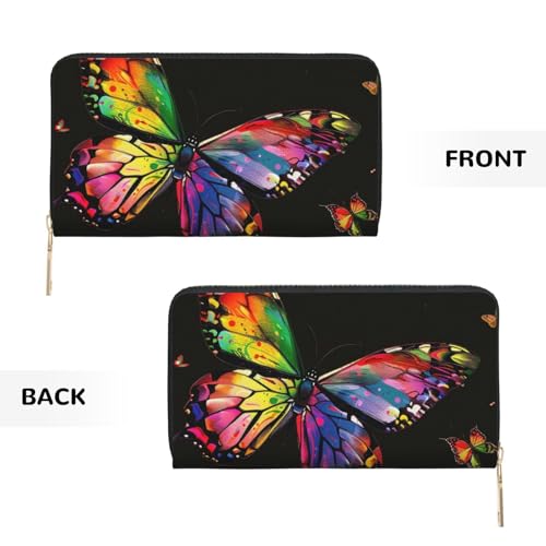 Colorful Butterfly Printed Long Wallet for Women Men Cute Coin Purse with Card Holder3