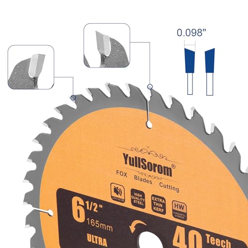 Image of 6-1 /2 inch Circular Saw Blade 40T 60T Combo Pack with 5 /8 inch Arbor,Ultra Fine Finish for Wood Cutting, Thin-Kerf (6-1 /2 Inch 60T+40T)