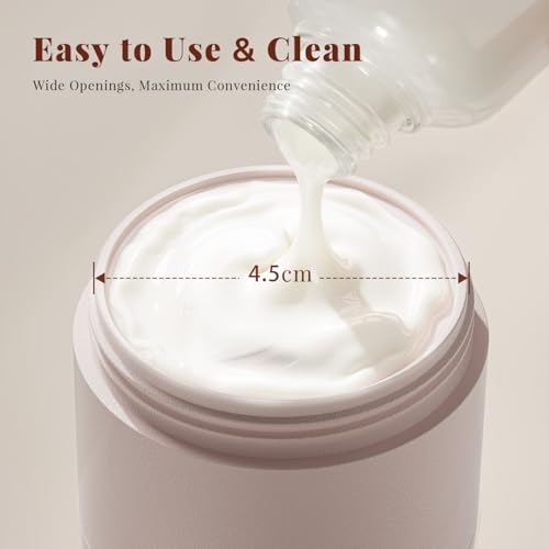 New Travel Toiletry Containers [Ultra Leakproof] TSA-Approved, PLA Hard Shell Jars with 5 Magnetic Labels, Wide Mouth Bottles for Lotion, Cleanser, Shampoo, Conditioner, Pink, 3 Pack, 2OZ4