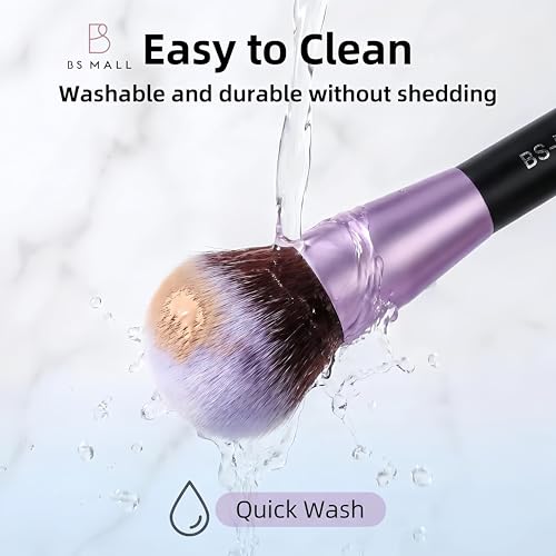 Image of BS-MALL Makeup Brushes Premium Synthetic Foundation Powder Concealers Eye Shadows 14 Pcs Purple for Makeup Beginner or Professional with Travel Case