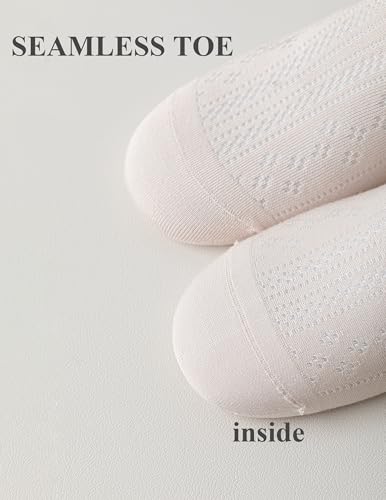 Image of Women's Ankle Socks,Wide Elastic Cuff,Openwork Design,Cute Cool Summer Socks with Mesh for Girls,6 Pack