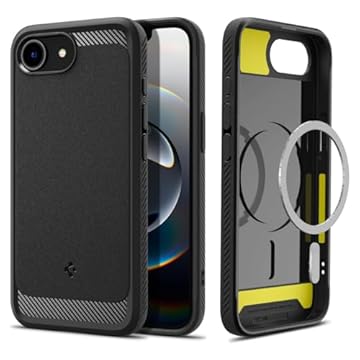 Spigen Capa para iPhone 16e, Rugged Armor MagFit [compatível com acessórios Magsafe] [Proteção de nível militar] - Preto fosco