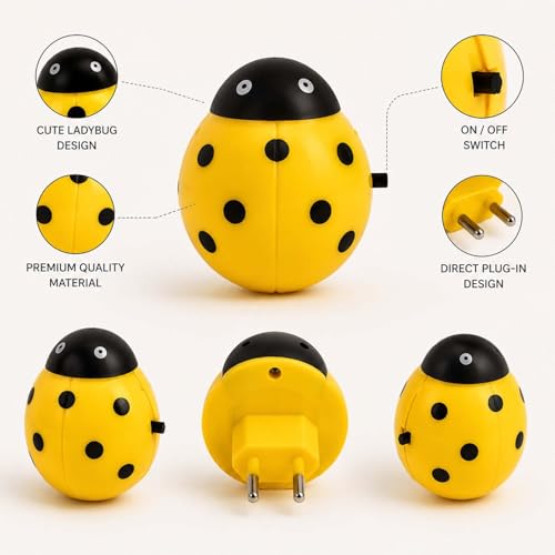 Image of ascension 1 Pc Romantic Energy Saving Creative Lady Bug Shaped Design Night Light Animals Cartoon lamp for Bedroom Home Decor Kids Favourite Birthday Party Return Gifts (Assorted Color)