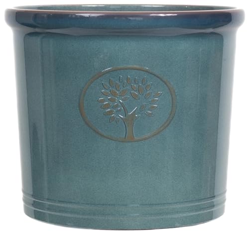 Muddy Hands Woodland Crest Planter – Large Lightweight Garden Plant Pot | Frost Proof & UV Resistant | Indoor & Outdoor Planter (Sea Green, 29 Litre)