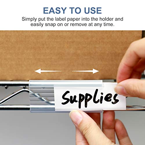 Lenink 30Pcs Wire Shelf Label Holders,Plastic Wire Rack Label Holder,Compatible with Metro 1-1/4in Shelves,Label Area 3in Lx1.25in H (Label Paper Insert Not Included) - Image 4