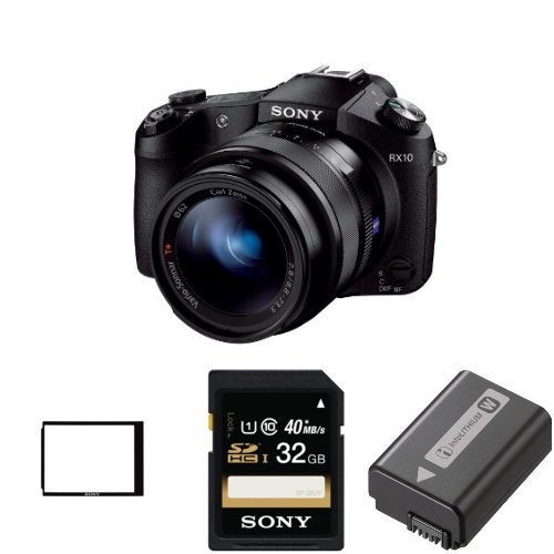 Sony DSCRX10/B Cybershot 20.2 MP Digital Still Camera with 3-Inch LCD Screen with Memory Card, Battery, LCD Screen Protector