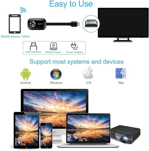 Image of ETZIN 4K Wireless HDMI Display Dongle | Wi-Fi Screen Mirroring Adapter for TV /Projector /Monitor | Supports Miracast, DLNA, Airplay | Compatible with Android, iOS, Windows, etc.