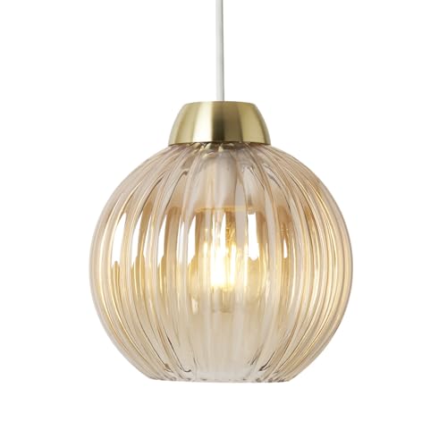 Litecraft Clara Light Shade Glass Ribbed Easy Fit Lampshade (Champagne Tint)
