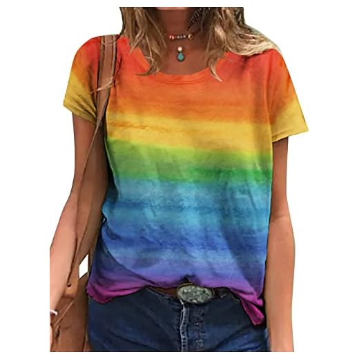 Gay Pride Top Women LGBT Rainbow Graphic Shirt Tie Dye Lesbian Short Sleeve Tee Summer Casual Top Blouse