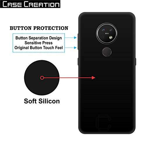 Image of Case Creation Compatible with Nokia 7.2 2019 Back case, Nokia 7.2 Slim Flexible Smart Look case with 360 Camera All Angle Protection (Pure Black)