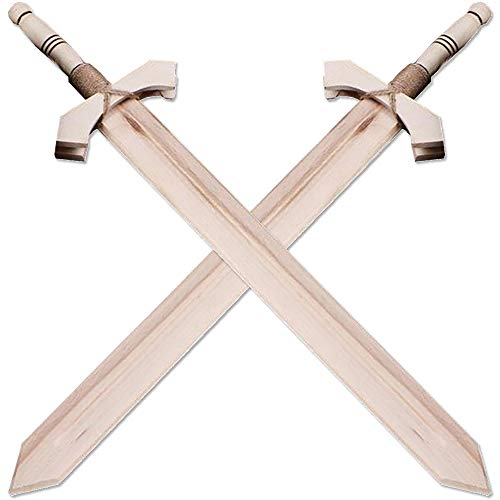 AEVVV 2 Wooden Viking Swords for Kids - Handmade Wood Unsharpened Toy Knife - 2 Medieval Swords Outdoor Play Toy Wood Weapons for Children 5 and Up