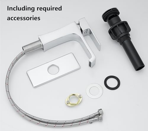 YEUALUQAN Waterfall Bathroom Faucet Chrome Bathroom Sink Faucet, Modern Single Hole Bathroom Faucet, Single Handle RV Sink Vanity Faucet—Includes Pop-Up Drain, Suitable for 1-Hole or 3-Hole - image 6