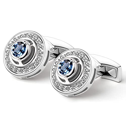 Mr.Van Classic Elegant Cufflinks with Crystal – 16mm Round Vintage Style Men's Dress Accessories for Wedding & Formal Occasions2