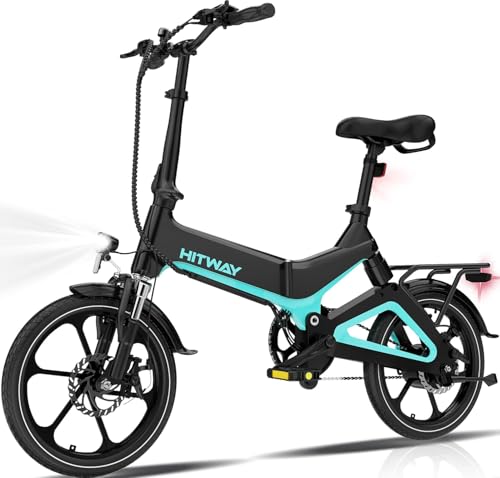 HITWAY 16" Bicicleta eléctrica, E Bike 250W Plegable eléctrica, con Asistencia de Pedal, con batería de 7,8Ah/36V, sin Acelerador, para Adolescentes y Adultos