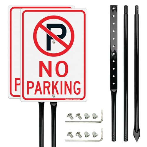 Panneau de stationnement Faittoo en aluminium de 35,6 x 25,4 cm avec piquet de 137,2 cm x2