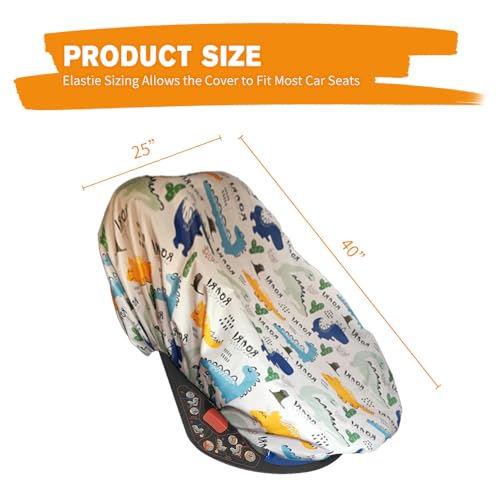 Image of Car Seat Sun Shade Cover Baby Car Seat Sun Shade Cover, Keeps Toddler's Seat Cool,Covers and Blocks Out Heat & Sun, Protection from UV Sunlight (Dinosaurs)