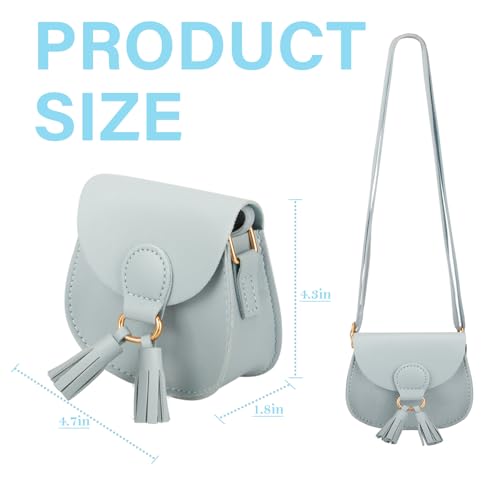 Image of Little Girls Purse for Toddler Kids Girls Leather Crossbody Bag with Tassel (Blue)