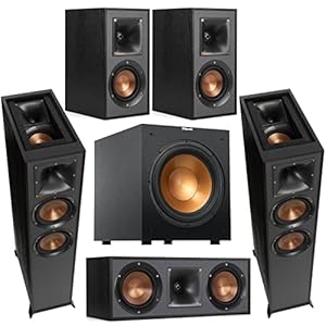 Klipsch Reference Series 5.2 Home Theater Pack with 2X R-625FA Floorstanding Speakers, R-52C Center Channel Speaker, 2X R-41M Bookshelf Speakers (Speaker System + Subwoofer)