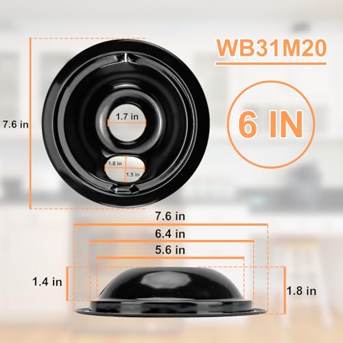 WB31M20 WB31M19 Black Porcelain Burner Drip Pans Set Compatible with GE Hotpoint Electric Range Stove Burner by Cenipar - Thumbnail 2