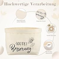 Xuniea Gute Besserung Korb Geschenktüte aus Baumwolle und Leinen, Naturweiß – Ansicht 3