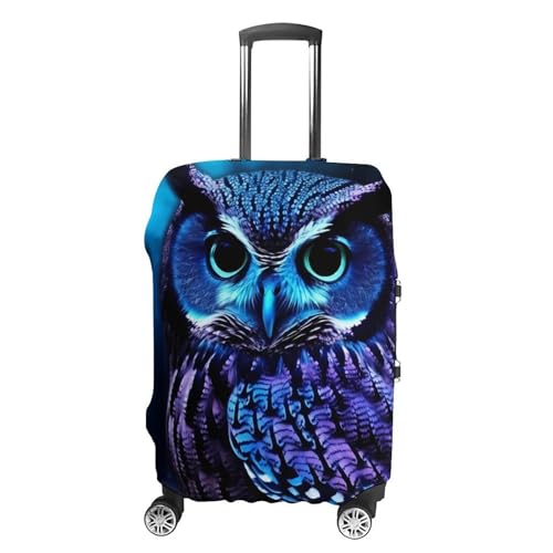 Blue Owl Luggage Cover, Washable Elastic Suitcase Cover Protector Fit 18-32 Inch Luggage
