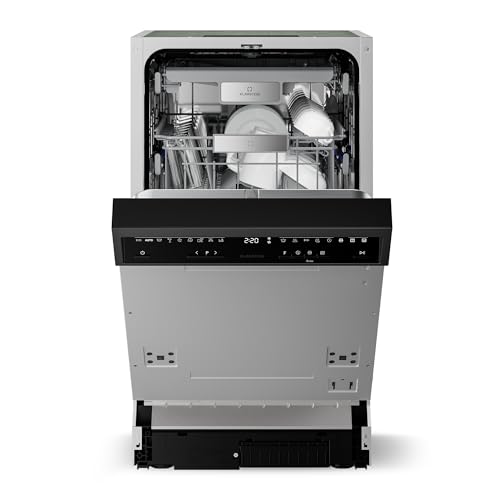 Klarstein Velaire Geschirrspüler 45cm - Halbintegriert, 10 Plätze, 9 Programme, 42 dB, B Energieklasse, AquaStop, Kindersicherung, Spülmaschine teilintegriert