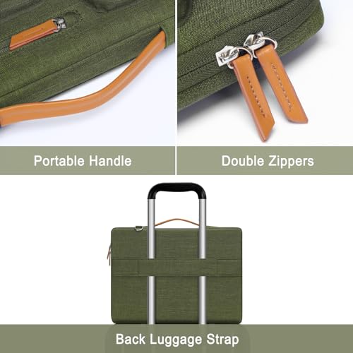 Image of MOSISO 360 Protective Laptop Shoulder Bag,13-13.3 inch Computer Bag Compatible with MacBook, HP, Dell, Lenovo, Asus Notebook,Side Open Messenger Bag with 4 Zipper Pockets&Handle, Olive Green